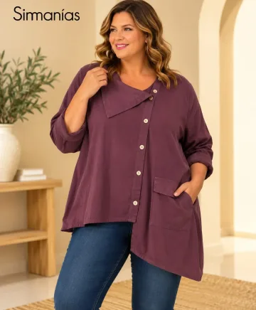 Camiseta diagonal Meli - Ropa tallas grandes mujer moderna