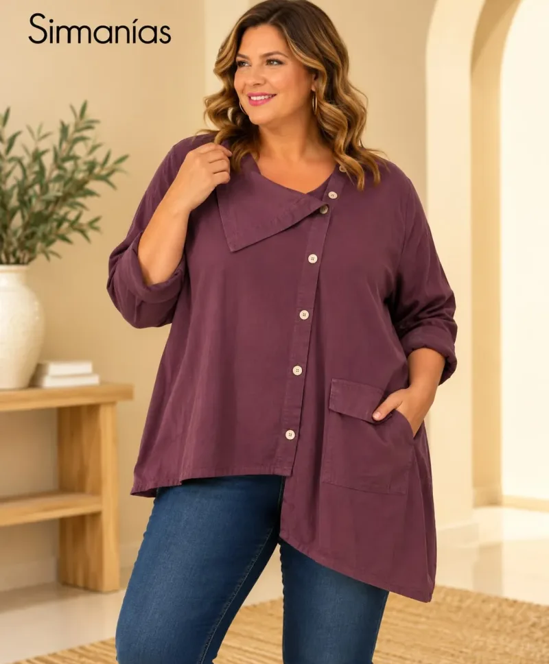 Camiseta diagonal Meli - Ropa tallas grandes mujer moderna