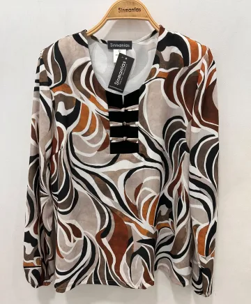 Blusa estampada Alamares - Blusas Tallas Grandes