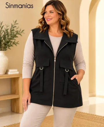 Chaleco negro Kone - Ropa tallas grandes mujer moderna