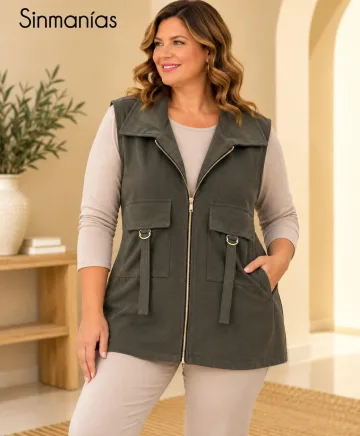 Chaleco verde Kone - Ropa tallas grandes mujer moderna