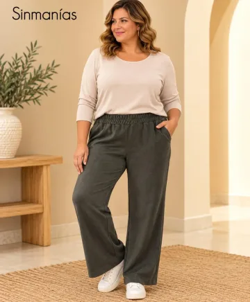 Pantalon verde Kone - Ropa tallas grandes mujer moderna